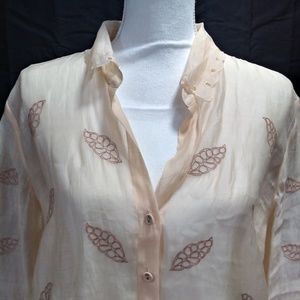 Nie & Zoe Cream Long Sleeve Blouse Embroididery XL